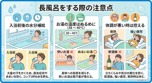 長風呂をする際の注意点