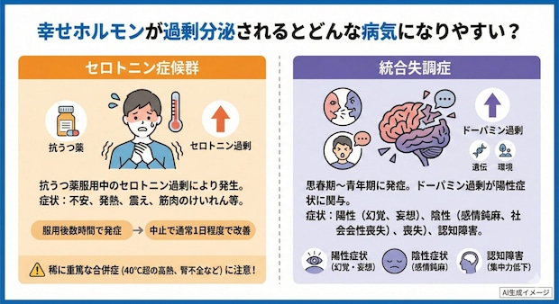 幸せホルモンが過剰分泌されるとどんな病気になりやすい？