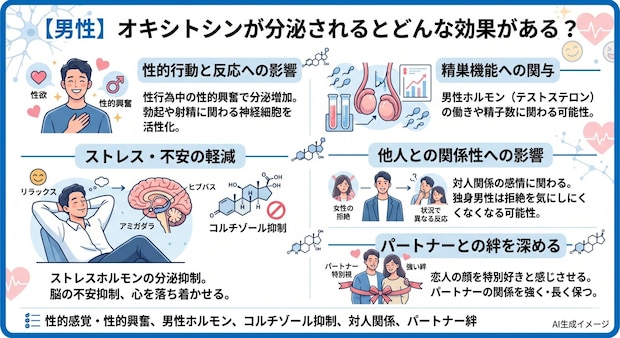 【男性】オキシトシンが分泌されるとどんな効果がある？