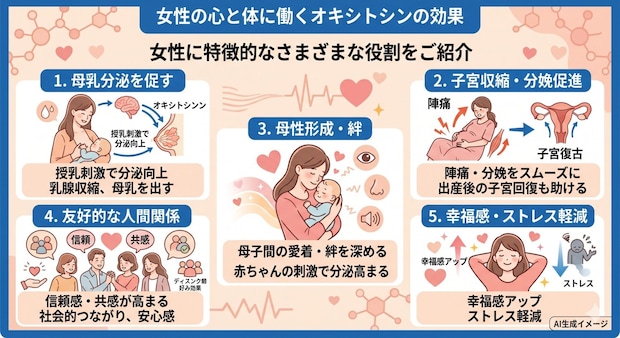 【女性】オキシトシンが分泌されるとどんな効果がある？