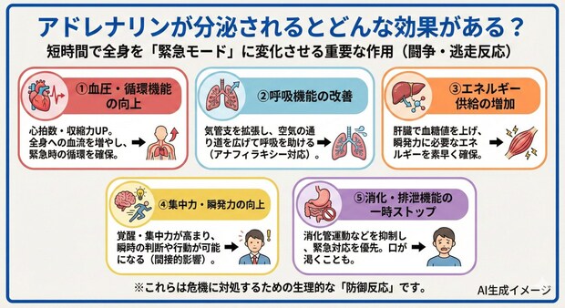 アドレナリンが分泌されるとどんな効果がある?