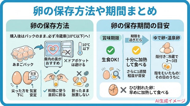 卵の保存方法や期間