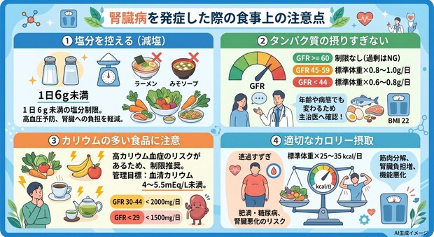 腎臓病を発症した際の食事上の注意点