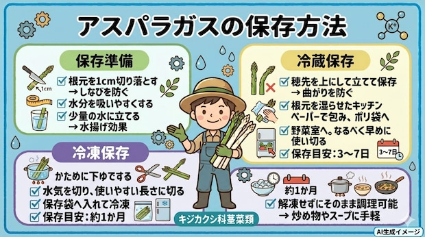アスパラガスの保存方法や期間