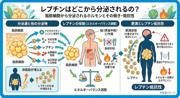 レプチンはどこから分泌されるの？