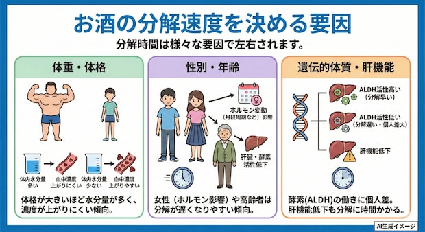 お酒の分解速度を決める要因
