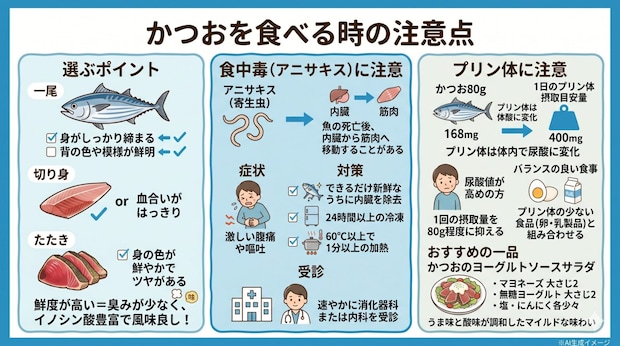 かつおを食べる時の注意点