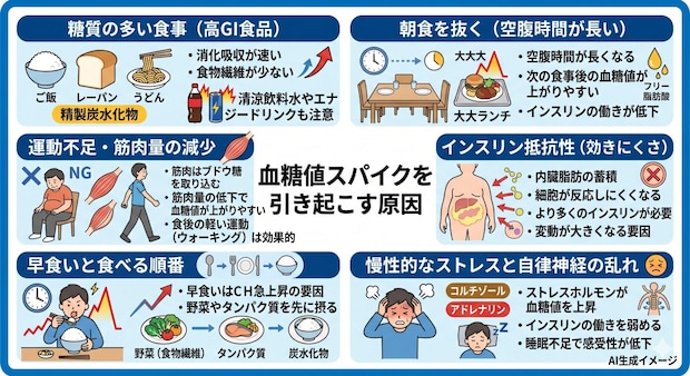血糖値スパイクを引き起こす原因