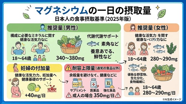 マグネシウムの一日の摂取量