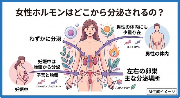 女性ホルモンはどこから分泌されるの?