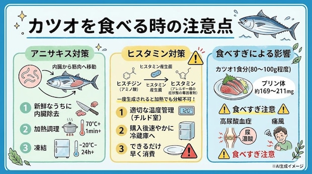 カツオを食べる時の注意点