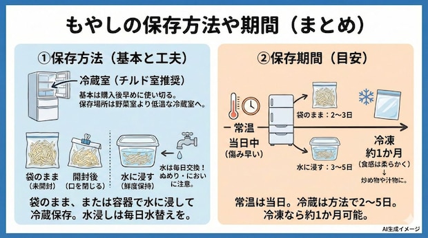 もやしの保存方法や期間