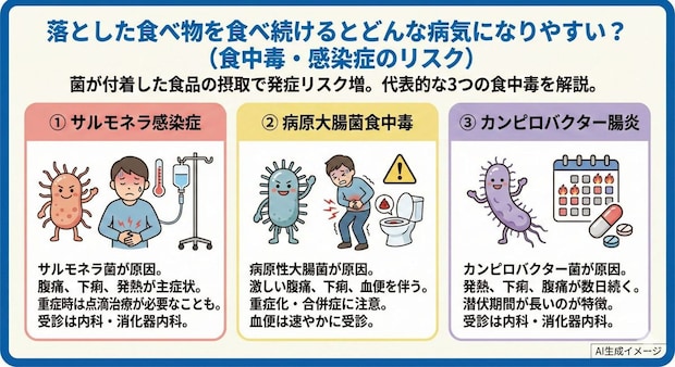 落とした食べ物を食べ続けるとどんな病気になりやすい？