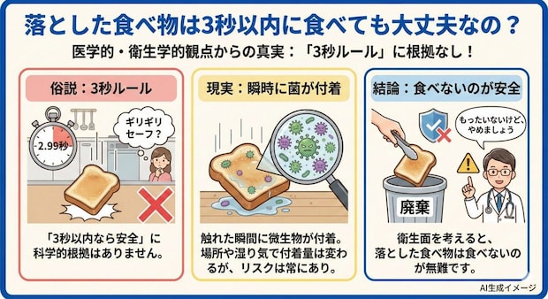 落とした食べ物は3秒以内に食べても大丈夫なの？