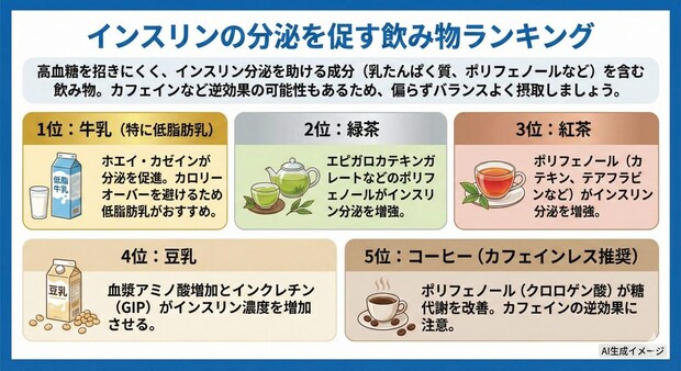 インスリンの分泌を促す飲み物