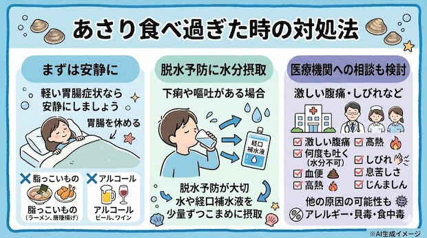 あさりを食べ過ぎた時の対処法