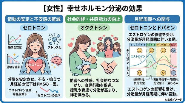 【女性】幸せホルモンが分泌されるとどんな効果がある？