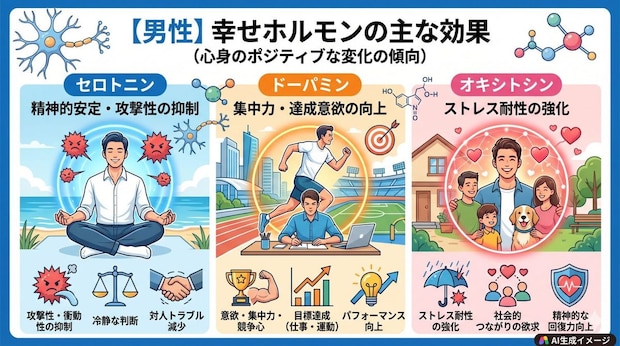 【男性】幸せホルモンが分泌されるとどんな効果がある？