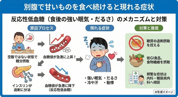 別腹で甘いものを食べ続けると現れる症状