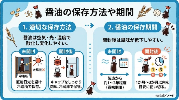 醤油の保存方法や期間
