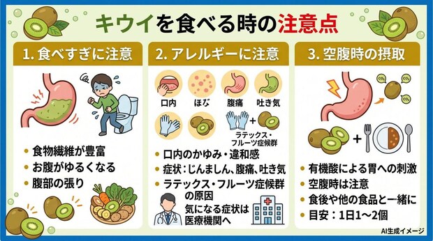 キウイを食べる時の注意点