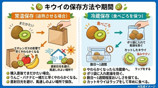 キウイの保存方法や期間