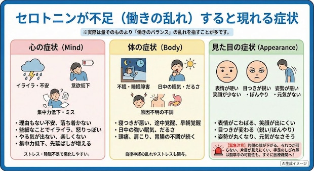 セロトニンが不足すると現れる症状