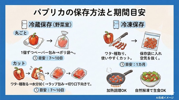 パプリカの保存方法や期間