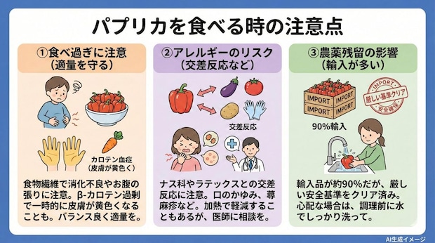 パプリカを食べる時の注意点