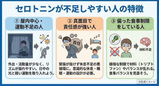 セロトニンが不足しやすい人の特徴