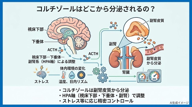 コルチゾールはどこから分泌されるの？