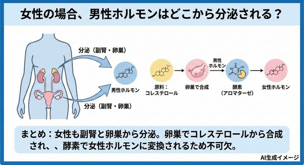 女性の場合男性ホルモンはどこから分泌されるの?