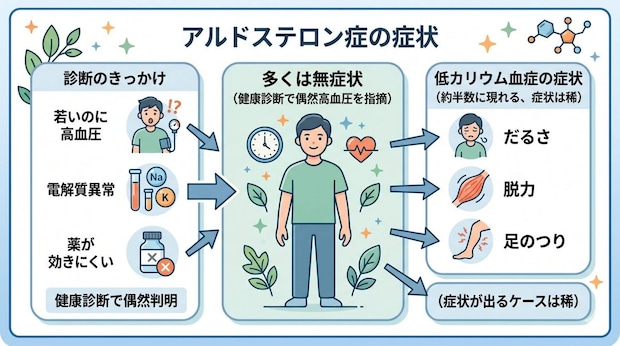 アルドステロン症になるとどんな症状が現れる?