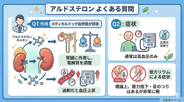 「アルドステロン」についてよくある質問
