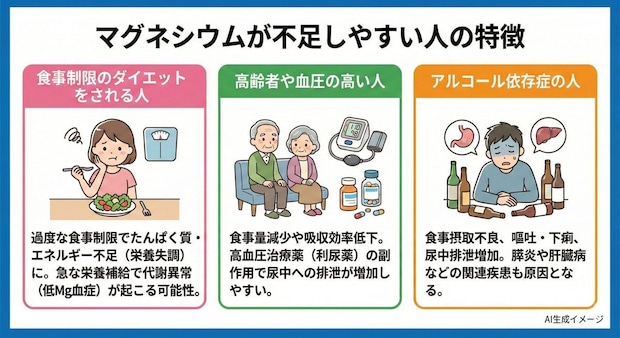 マグネシウムが不足しやすい人の特徴