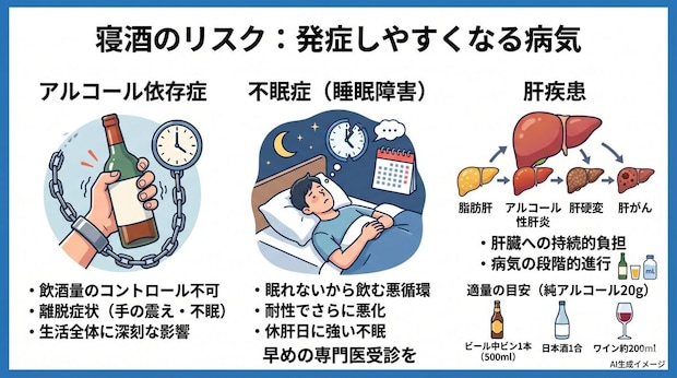寝酒をするとどんな病気を発症しやすくなる？