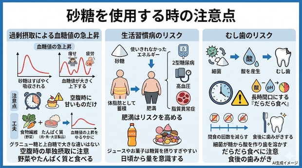 砂糖を使用する時の注意点