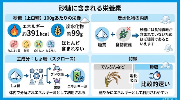 砂糖に含まれる栄養素は？