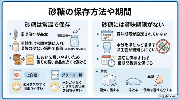 砂糖の保存方法や期間