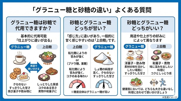 「グラニュー糖と砂糖の違い」についてよくある質問