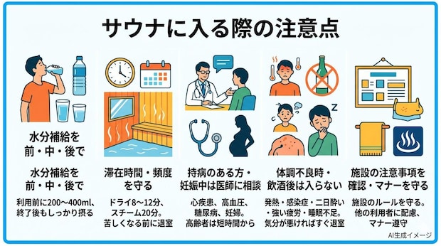 サウナに入る際の注意点