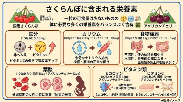 さくらんぼに含まれる栄養素