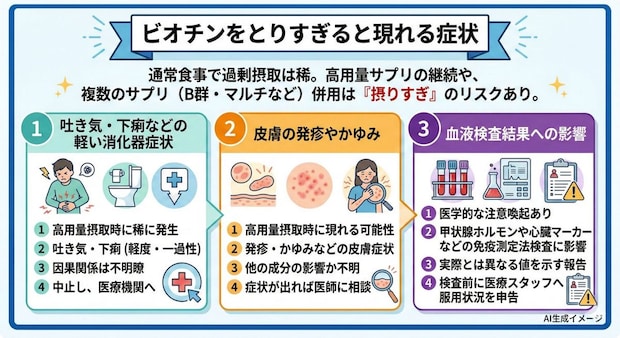 ビオチンをとりすぎると現れる症状