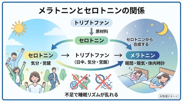 メラトニンとセロトニンの関係性とは？