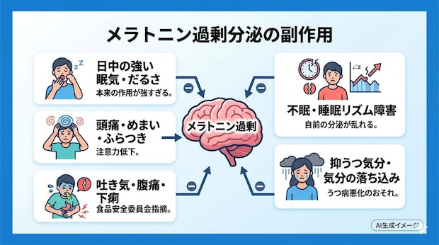 メラトニンが過剰分泌されるとどんな副作用が現れる？