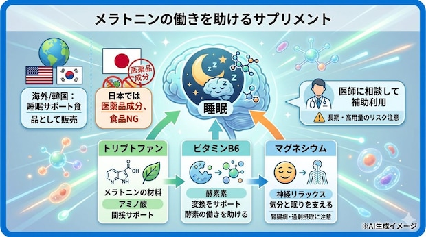 メラトニンの働きを助けるサプリメント
