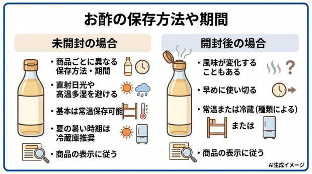 お酢の保存方法や期間