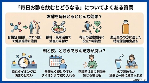 「毎日お酢を飲むとどうなる」についてよくある質問