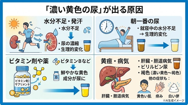 「濃い黄色の尿」が出る原因
