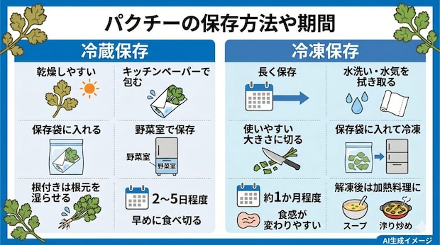パクチーの保存方法や期間